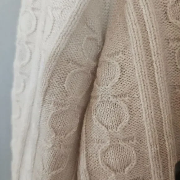 Salvatore Ferragamo Cashmere Cotton XO Cable Knit Stitch Cardigan Mens M Ivory - Picture 6 of 14